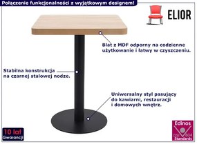 Kwadratowy nowoczesny stolik barowy dąb sonoma + czarny - Equss