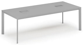 Stół konferencyjny PRIMO INVITATION, 240x120 cm, szary + 2x port blatowy TYP III, srebrny