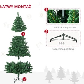 HOMCOM Sztuczna Choinka 1,8 m , Stojak Metalowy, PVC, Zielona | Aosom PL