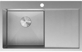 Mexen Exar zlewozmywak stalowy 1-komorowy z ociekaczem lewy 780 x 480 mm, inox HC - 6433781010L-01HC