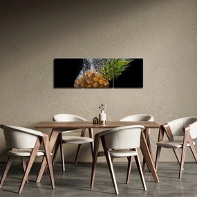 Obraz ananasa w wodzie (z zegarem) (90x30 cm)