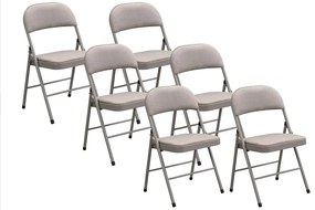 Zestaw 6 krzeseł składanych z weluru i metalu - Taupe - ORTENSIA