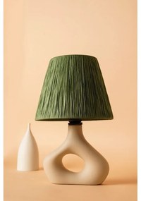 Zielona lampa stołowa z kloszem plecionki papierowej (wysokość 40 cm) Serin – Opviq lights