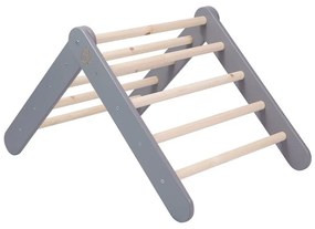 Szara drabinka pikler z litego drewna sosnowego 60x60x60 cm Montessori – Meowbaby