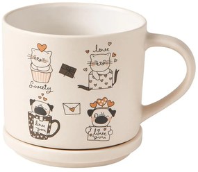 Pomarańczowe/beżowe porcelanowe kubki zestaw 2 szt. 350 ml Cats – Brandani