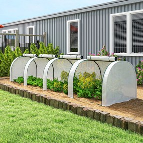 Outsunny Szklarnia, zimowa szklarnia foliowa z drzwiami na zamek błyskawiczny 395 x 100 x 80 cm, biały | Aosom PL