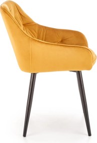 Aksamitny fotel do jadalni z podłokietnikami K487