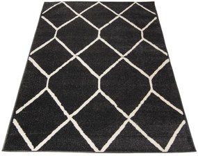 Antracytowy dywan w kratkę do sypialni S0-T51