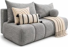 Jasnoszara designerska kanapa szenilowa z funkcją spania W9-S32