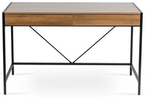 Biurko do Gabinetu z Szufladami ALLY 123 cm Orzech/Czarny Nowoczesne Loft