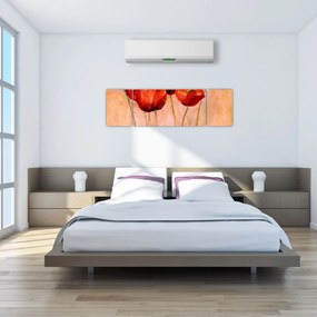Obraz - Czerwone tulipany (170x50 cm)