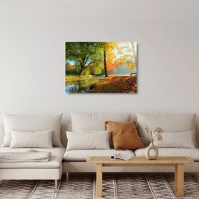 Obraz na szkle - Spokojny jesienny krajobraz (70x50 cm)