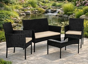 Zestaw mebli ogrodowych dla 4 osób Riviera 413, technorattan czarny