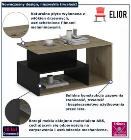 Ława prostokątna do salonu dąb artisan + czarny N8-K75