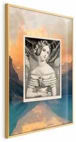 Plakat Retro portret 21x30 cm z ramą złotą bez marginesu ARTGEIST B