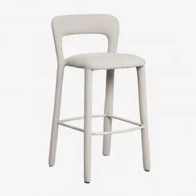 Wysokie Krzesło Barowe Z Tapicerowanym Oparciem Brusel ↑75 Cm & Tkaniny Distressed White - Sklum