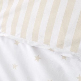 Biało-beżowa bawełniana pościel dziecięca dwuosobowa 200x200 cm Mini Star &amp; Stripes – Bianca