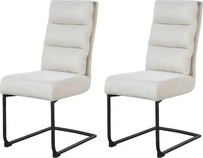 Zestaw krzeseł 2 szt. - tkanina i czarny metal - beż - MARKAR