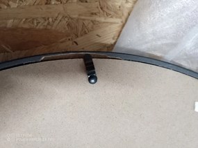 PROMOCJA Czarny okrągły lustro ze skórzaną rączką NAHAD Ø50 cm II jakość