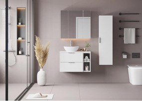 Biały Zestaw do Łazienki 80cm Szafka Regał Blat Pile