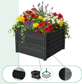 Podwyższona grządka BASE PLANT, 61x61x46cm, antracytowa Prosperplast