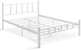 Metalowe łóżko dwuosobowe ORMEL 160x200 cm, białe, nośność 200 kg