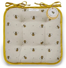 Beżowo-żółta bawełniana poduszka na krzesło Cooksmart ® Bumble Bees
