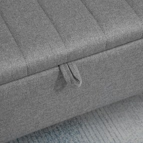 Tapicerowana Ławka HOMCOM z Miejscem do Przechowywania w Optyce Lnu z Nogami ze Stali 102 x 40 x 44 cm, Szary