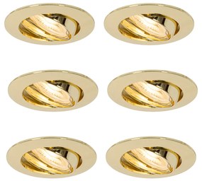 Zestaw 6 lamp wpuszczanych mosiężnych GU10 35 mm - Edu