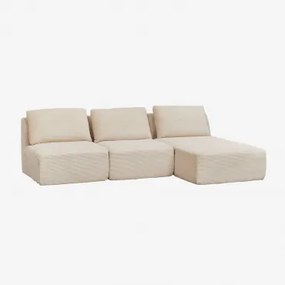 3-częściowa Sofa Modułowa Z Leżanką Po Prawej Stronie Z Próżniowo Pakowanego Kordu Temple Sztruksu Beżowy Len - Sklum