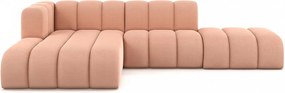 Narożnik w kształcie L z pufą Grand Mini, tkanina Salvador, Różowy, Lewy