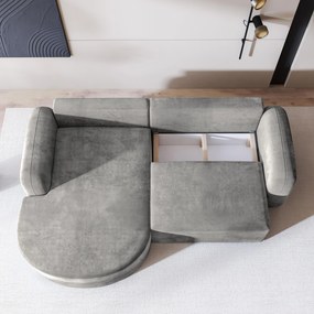 Masseno Narożnik AMILIA z funkcją spania i pojemnikiem na pościel Narozniki L, Rozkładana sofa - Jasnoszary, MONOLITH 84