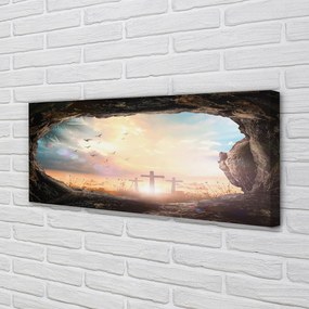 Zdjęcie na płótnie Jaskinia z Krzyżami i Ptakami