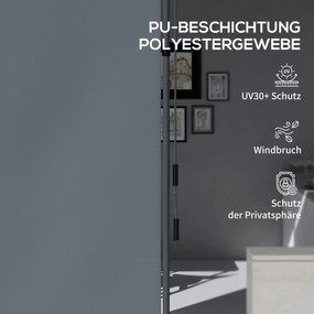 Outsunny Wolnostojąca Markiza, Regulowana Długość, Montaż Bez Wiercenia, Rama z Aluminium, 1,5 x 2,2-3,1 m, Ciemnoszary