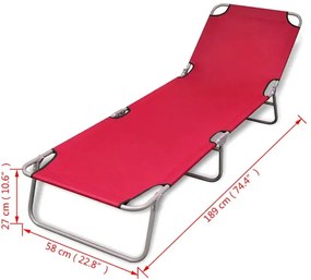 Składany leżak ogrodowy czerwony N2-G10