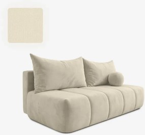 Sofa z Funkcją Spania SARIA Kremowa Welurowa Nowoczesna