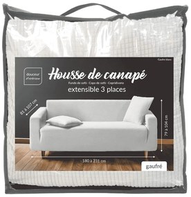 Kremowy elastyczny pokrowiec na sofę 3-osobowy Sacha – douceur d'intérieur