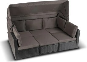 Zestaw Mebli Ogrodowych CALIENTE Modułowy Sofa 2x Fotel Stolik Tarasowy Czarny/Brązowy Technorattan Nowoczesny