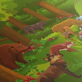 Dziecięcy obraz ze zwierzątkami (z zegarem) (90x30 cm)