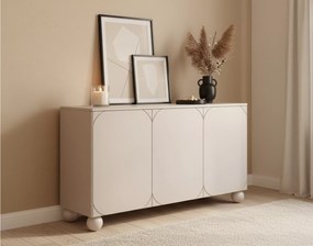 Komoda Sonatia II 150 cm trzydrzwiowa na nogach kulach - kaszmir