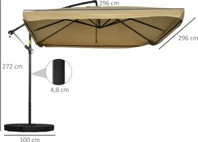 Outsunny Parasol Ogrodowy z Moskitierą - Korbka, Otwór Wentylacyjny, 296x296x272cm, Biało-Czarny - Ochrona przed Owadami