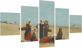 Obraz - Eugène Boudin, Women on the Beach at Berck, reprodukcje (125x70 cm)