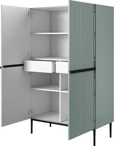 Kredens Nicole z metalowymi uchwytami i nogami 100 cm - szałwia / czarne nóżki - Limitowana oferta