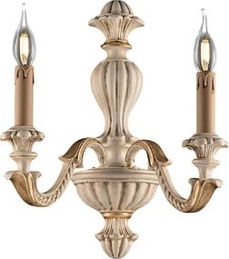 Kinkiet Leonardo 2-punktowy z drewna w kolorze kości słoniowej i złota .29 P.19 BL180-AP2-AV