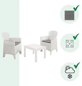 I.P.A.E-Progarden Zestaw ogrodowy AKITA, 3-częściowy, biała