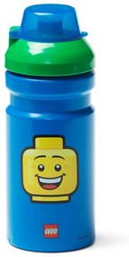 Niebieska butelka na wodę z zieloną zakrętką LEGO® Iconic, 390 ml