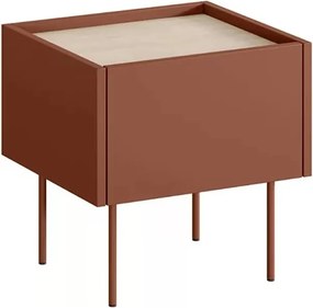 Szafka nocna Desin z szufladą 45 cm - ceramic red / dąb nagano