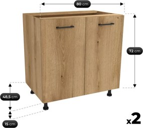 Zestaw Mebli Kuchennych MODERN 260 cm Dąb Evoke Loftowy