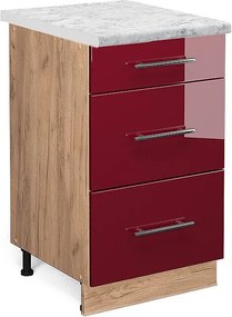 Szafka dolna do kuchni bordowa czerwień wysoki połysk 50x60x82 fame-line