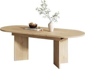 Rozsuwany stół jadalniany 120-160×80×75,5 cm - dla 4-6 osób - zaokrąglone rogi - gruby blat - MDF - naturalny